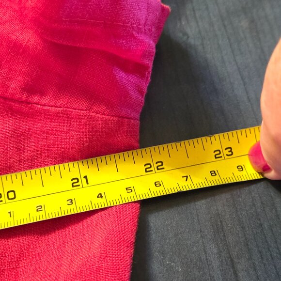 Red Linen embroidery Dress with Pockets size 14 XL - Picture 6 of 10